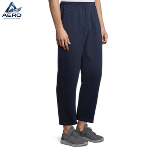 Pantalon de survêtement en coton bleu marine pour homme, taille élastique, décontracté, avec poches latérales, respirant, léger, pour le sport - Product Image 3