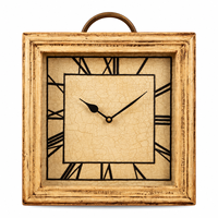 Jam Dinding Kayu Art Deco Buatan Tangan dengan Jarum Kuarsa Persegi, Jam Dekoratif Angka Romawi Vintage untuk Ruang Tamu Pernikahan