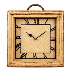 Reloj de Pared Cuadrado de Madera Estilo Art Deco Hecho a Mano con Agujas de Cuarzo, Reloj Decorativo Vintage con Números Romanos para Sala de Estar o Bodas - Product Image 1
