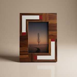 Marco de Fotos Moderno Artesanal de Resina y Hueso Incrustado, Portafotos Personalizado Premium con Patrón Decorativo Único para un Hogar Elegante - Product Image 4