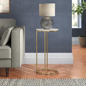 Mesa de Centro Premium con Tapa de Mármol y Base Ovalada con Marco Dorado, Diseño Delgado que Ahorra Espacio, para Interiores y Bares Sofisticados - Product Image 2