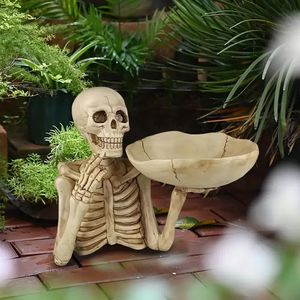 Dal design unico vassoio con teschio ornamento ciotola scheletro vassoio decorativo per interni all'aperto giorno di Halloween decorazione a tema gotico - Product Image 3