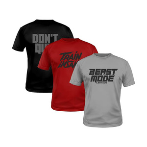 เสื้อยืดแขนสั้นสีเทาสำหรับผู้ชาย Beast Mode Leotude ทรงปกติ คอกลม ผ้าเจอร์ซีย์แห้งเร็ว พิมพ์ลาย สไตล์ลำลอง - Product Image 3
