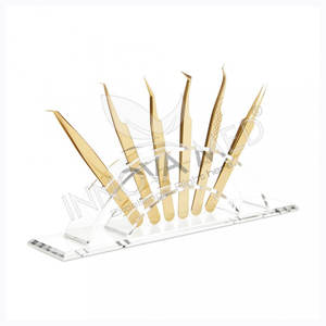 Pince à épiler en acier inoxydable à pointe en fibre pour extensions de cils, avec poignée diamantée, finition or rose plasma, marque privée, 90 degrés, volume russe, personnalisable - Product Image 2