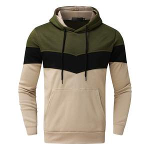 <b>Men's</b> Color Blocking Hooded Tracksuit Set Casual Full Sleeve <b>Pullover</b> With Drawstring Pants Autumn Wear - Product Image 3