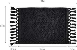 Tapis de bain en coton jacquard fabriqué à la machine avec motif ondulé antidérapant, tapis de bain de luxe - Product Image 4