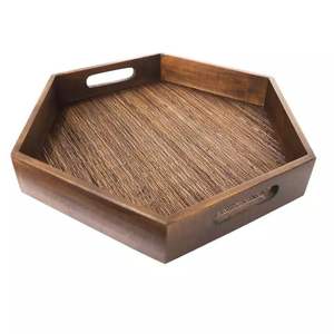 Plateau de service décoratif en teck de grande taille, idéal pour la cuisine, le petit-déjeuner, le restaurant, le bureau, l'organisation, la table à manger - Product Image 1