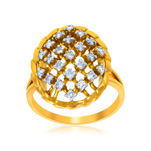 Elegant 14K 18K Yellow Gold Openwork Floral Diamond Cluster Cocktail <b>Ring</b> for Women Luxury Wedding Anniversary Fine Jewelry - Product Image 1