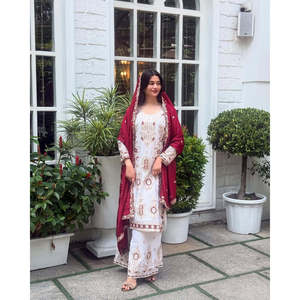 Women's Heavy Embroidery Work Party Wear <b>Top</b> Bottom and Dupatta Set - Product Image 2