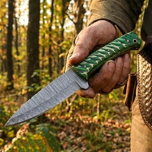 Couteau de chasse de poche à lame droite, motif Damas, fait main sur mesure, EDC, prêt pour FBA, survie en extérieur, dépecage, bushcraft - Product Image 3