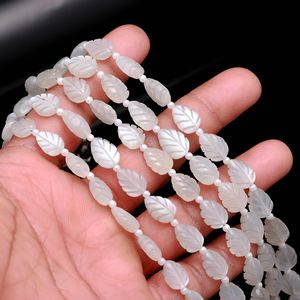 Cuentas de Piedra Lunar Blanca Natural en Forma de Hoja, Talladas a Mano, de 11-12 mm, 8 Pulgadas, para Fabricación de Joyas, Tallados de Piedras Preciosas de Piedra Lunar - Product Image 5
