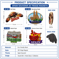 Souvenir personnalisé en résine 3D Espagne : Barcelone, Sagrada Familia, Madrid, Tourneuse de tauromachie – Forme sur mesure, robuste, écologique, vente en gros