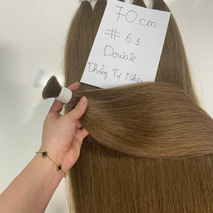 Ombre de couleur #6.3 Double Drawn cheveux humains vierges non transformés bruts vierges naturels droits paquets de cheveux en vrac - Product Image 6