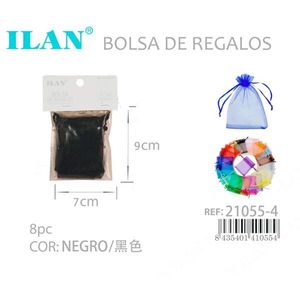 Sacchetti Regalo in Organza Ilan 7x9 Cm Neri 8 Pezzi per Bomboniere - Product Image 3