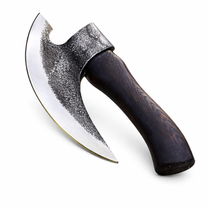 มีดตัดพิซซ่าเกรดอุตสาหกรรม ทำด้วยมือ ใบมีด 6 คม เหล็กกล้าคาร์บอนสูง ด้ามไม้ รับผลิตแบบ OEM/ODM ปลอกหนังปรับแต่งได้ - Product Image 1