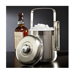 Contenedor de Hielo de Acero Inoxidable de Doble Pared - Juego de 3 Piezas Incluye Pinzas y Tapa Hermética - Enfriador de Hielo Portátil Pequeño - Product Image 4