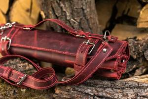 Professional Kitchen <b>Tool</b> Bag Cutlery Knife Case Chef <b>Leather</b> Factory Custom Chef <b>Tool</b> Carry <b>Leather</b> Knife <b>Roll</b> Bag LKR-0286 - Product Image 4