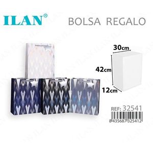 Borsa Regalo ILAN con Motivo a Diamante 30x42x12cm Formato Grande - Product Image 1