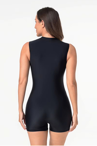 Traje de baño deportivo de una pieza sin mangas para mujer con cremallera frontal, top de natación, ropa deportiva - Product Image 4