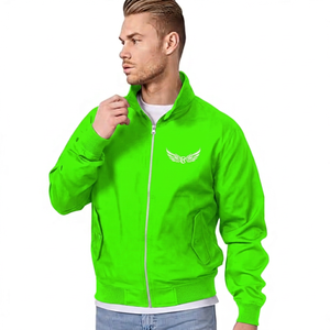 เสื้อแจ็คเก็ตสีดำสำหรับผู้ชายพร้อมโลโก้ปีกปักสีขาว คอตั้ง ซิปด้านหน้า สวมใส่สบายๆ ในฤดูใบไม้ร่วง - Product Image 3