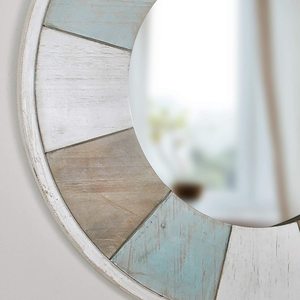 Espejo de Pared de Madera Envejecida Estilo Vintage, Acabado Blanco Teal, Espejo Decorativo para Sala de Estar, Dormitorio, Decoración del Hogar, Suministro al por Mayor - Product Image 2