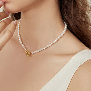 Collar de Perlas de Agua Dulce Barrocas al por Mayor para Mujer, Cierre OT con Estilo Francés Exquisito y de Alta Gama - Product Image 4