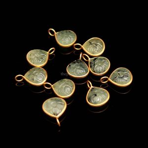 Colgante de flor de prehnita natural, plata de ley 925, colgante de corazón de piedra preciosa tallada a mano de 12 mm para accesorios de fabricación de joyas - Product Image 4