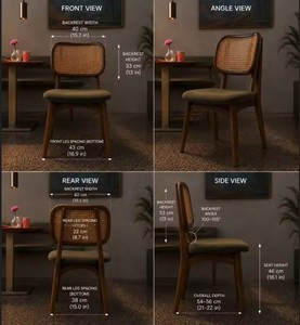 Solid Wood <b>Dining</b> <b>Chair</b> with Rattan Backside and Microfiber Upholstery Nordic Minimalist Design for Home and Restaurant Use - Product Image 6