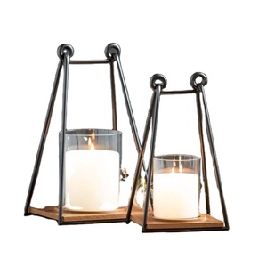 Lot de 2 bougeoirs de décoration de mariage en forme de récipient en verre Bougeoir suspendu de qualité supérieure - Product Image 1