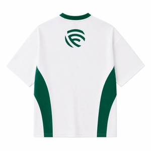 Men's Premium Color Block <b>T</b>-<b>Shirt</b> | <b>White</b> & Green Performance Crew Neck Tee | Regular Fit Athletic Casual Wear - Product Image 3