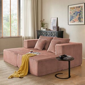 Poltrona Chaise Longue Doppia Oversize in Velluto a Coste, Sedia Letto Imbottita per Soggiorno, Divano Cloud Senza Montaggio - Product Image 4
