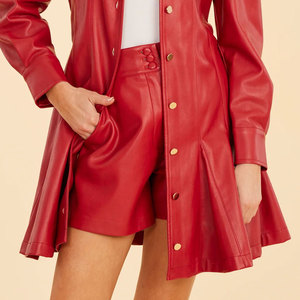 Latest Fashion Street Wear <b>Leather</b> <b>Shorts</b> For Women 2025 New Arrival Skinny Women <b>Leather</b> <b>Shorts</b> With OEM Service - Product Image 2