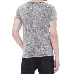 T-shirt délavé à l'acide pour hommes, nouvelle collection, élégant, personnalisable, 100 % coton, manches courtes, style vintage - Product Image 2
