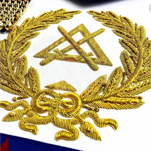 Tablier maçonnique royal vintage personnalisé de haute qualité en cuir d'agneau brodé fait main, style classique, avec épingle de sûreté – Vente en gros - Product Image 5