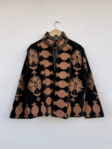 MONIT MARKETING Velvet Fabric Vintage Suzani Embroidery <b>Reversible</b> Bomber <b>Jacket</b> Thermal Women's Floral Pattern Handmade Autumn - Product Image 1