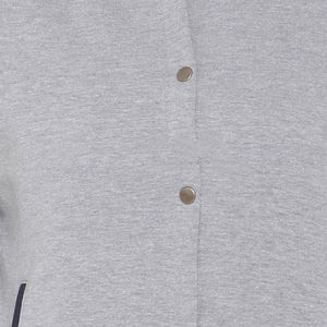 <b>Women's</b> Gray <b>Navy</b> Varsity <b>Jacket</b> Full Sleeve Button Up Collar Knitted Polyester Cotton Material Regular Fit Autumn Style - Product Image 6