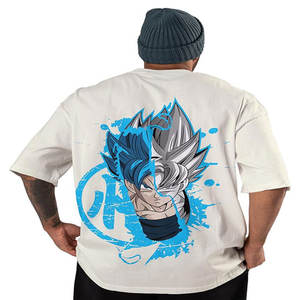 Vente en gros de t-shirts à impression bouffante 3D personnalisés de haute qualité, lavés à l'acide vintage, vieux t-shirt surdimensionné pour hommes à épaules dénudées - Product Image 3