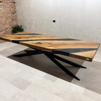 Table à manger rectangulaire de luxe en résine époxy, faite à la main en bois massif, amovible, pour mobilier de maison moderne, Diwali