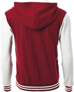 Veste universitaire à capuche pour homme, vente en gros OEM, avec logo personnalisé, broderies de haute qualité, manches en cuir pour l'hiver - Product Image 3
