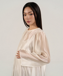 ชุดเดรสผ้าไหมออร์แกนซ่าเนื้อบางเบา ระบายอากาศได้ดี สไตล์ลำลองหรูหรา สำหรับคุณแม่ตั้งครรภ์ ทรงหลวม เอวไม่รัดรูป แขนยาวปกติ คอเสื้อแบบคอกลม ความยาวปานกลาง - Product Image 3