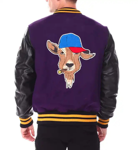 Women's Varsity <b>Jackets</b> with Custom Chenille Embroidery Logo And Leather Sleeves University Letterman Style <b>Jacket</b> And OEM - Product Image 2