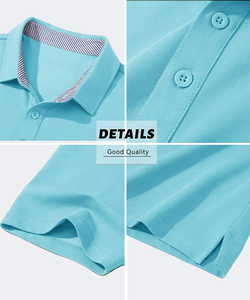 New Wholesale Men's <b>Classic</b> Fit Solid Color Casual for Shirts 3 Button Short Sleeve Pique Polyester Cotton Performance Front - Product Image 3