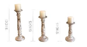 Support de bougie pilier Antique Creation, style shabby chic, décoration rustique pour la maison, centre de table pour salle à manger et salon, chandelier en bois - Product Image 6