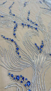 Tela de Encaje con Cuentas y Diseño de Plumas Elegante, Malla con Perlas para Vestidos de Fiesta, Vestidos de Graduación, Textil de Lujo a Precio de Fábrica - Product Image 5