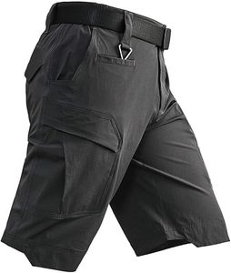 Shorts cargo décontractés pour hommes, couleur unie, anti-humidité, séchage rapide, style workwear, longueur bermuda, fermeture boutonnée, taille mi-haute, avec poches - Product Image 1