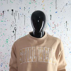 Sudadera de cuello alto STILL WELL SAND 100% con apliques bordados de color arena, sudadera de cuello ancho URBAN PRODUCTIONS - Product Image 4
