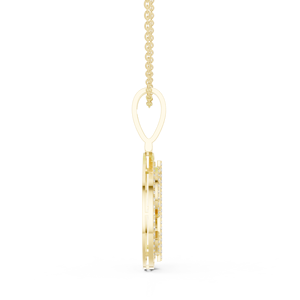 Collar con Colgante de Diamante Cultivado en Laboratorio en Oro Amarillo de 18K, Diseño de Signo de Dólar con Diamantes, Colgante Redondo con Símbolo de Dinero - Product Image 3