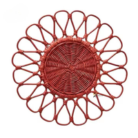 Nouvelles assiettes de présentation en rotin naturel, écologiques, durables, tissées, épaisseur 2 mm, tailles personnalisables, variété de couleurs, faites à la main, pour la table