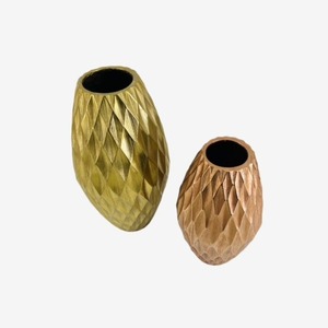 Modern Tabletop <b>Vases</b> Set Handmade Geometric Design Gold and Bronze Finish Decorative Home Accents - Product Image 5