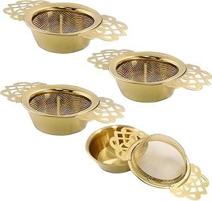 Handmade Brass <b>Tea</b> Strainer with Brass Bowl Wholesale Cheap Price <b>Loose</b> Leaf Herbal <b>Tea</b> <b>Infuser</b> Vintage Kitchen Brewing Decor - Product Image 1